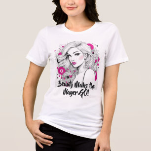 T-shirt En Tri-matière Portrait de glamour chic avec accents roses