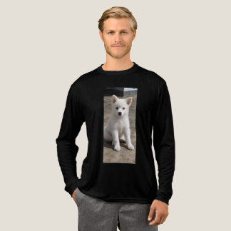 T-shirt En Tri-matière Portrait d'un adorable chiot blanc - Chien mignon
