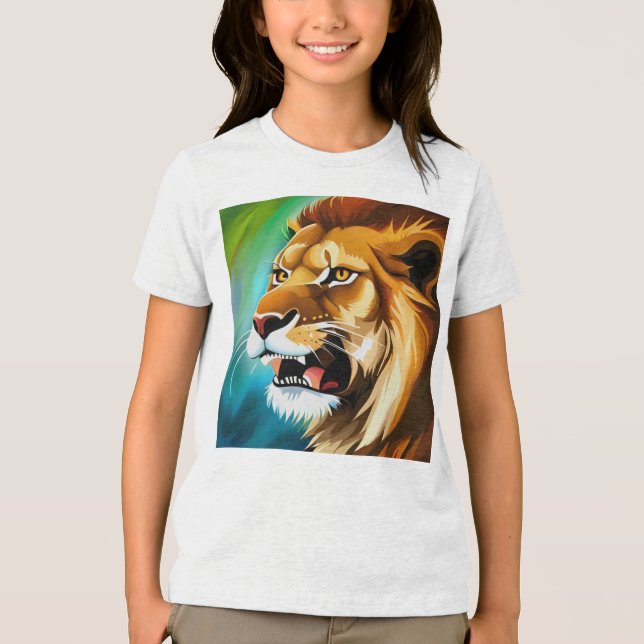 T-shirt En Tri-matière Portrait Posé côté Lion rugissant-57566 (Recto)
