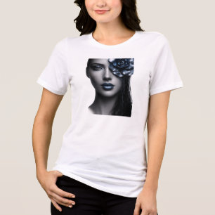 T-shirt En Tri-matière Portrait Rose métallique de minuit Fleur foncée