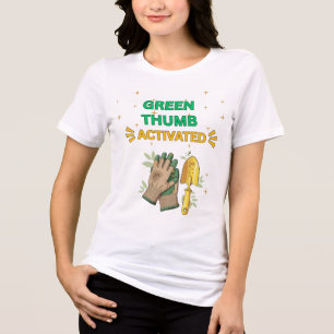 T-SHIRT EN TRI-MATIÈRE POUCE VERT ACTIVÉ FEMMES DE JARDINAGE BLANC