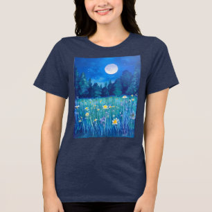 T-shirt En Tri-matière Pré et forêt sous une Pleine lune