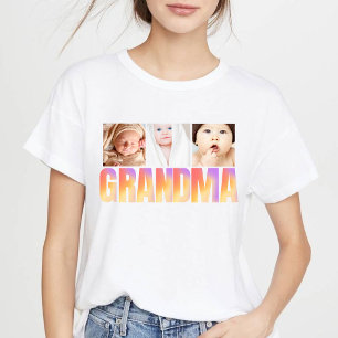 T-shirt En Tri-matière première fois grand-mère personnalisé 3photo colla