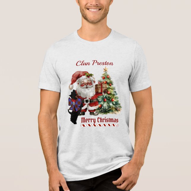 T-shirt En Tri-matière Preston Scottie Chien Xmas T-shirt personnalisé (Recto)