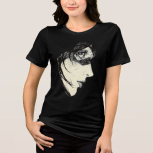 T-shirt En Tri-matière Profil anime sombre Encre de manga noir et blanc
