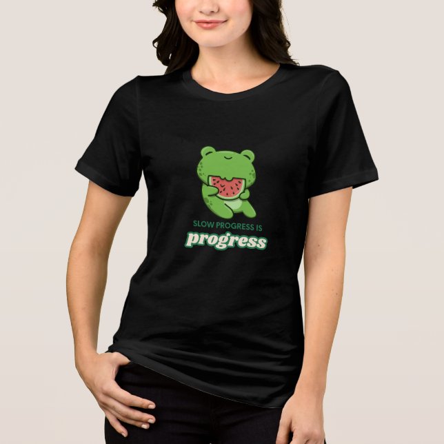 T-shirt En Tri-matière Progrès Lent Est Progrès | Grenouille Mignonne Et  (Recto)