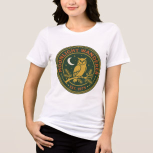 T-shirt En Tri-matière Promeneur au Clair de Lune Badge Chouette Branche