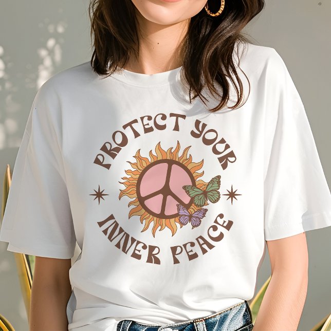 T-shirt En Tri-matière Protégez votre intérieur Retro Peace Boho Sun (Créateur téléchargé)
