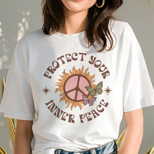 T-shirt En Tri-matière Protégez Votre Paix Intérieure Soleil Rétro Boho