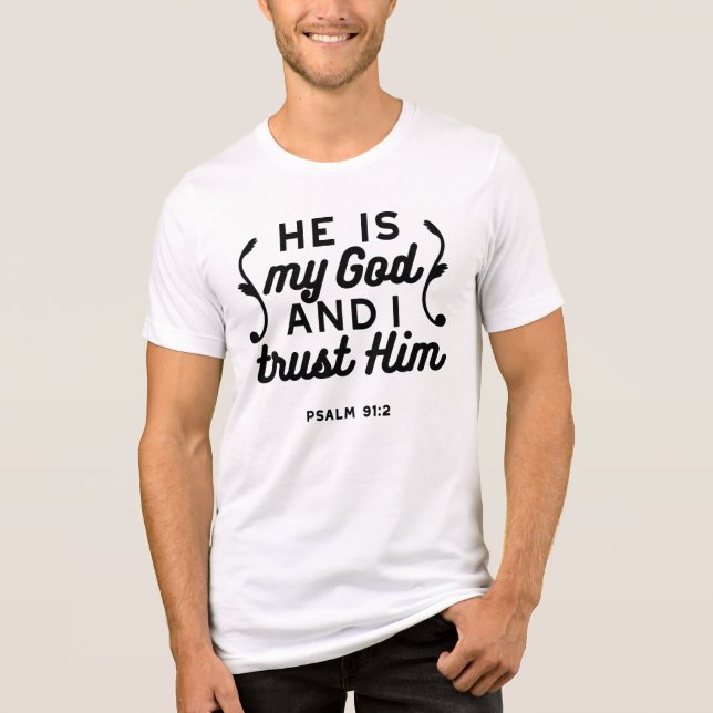 T-shirt En Tri-matière Psalm 91:2 – Trust in God Christian Bible Verse (Recto)