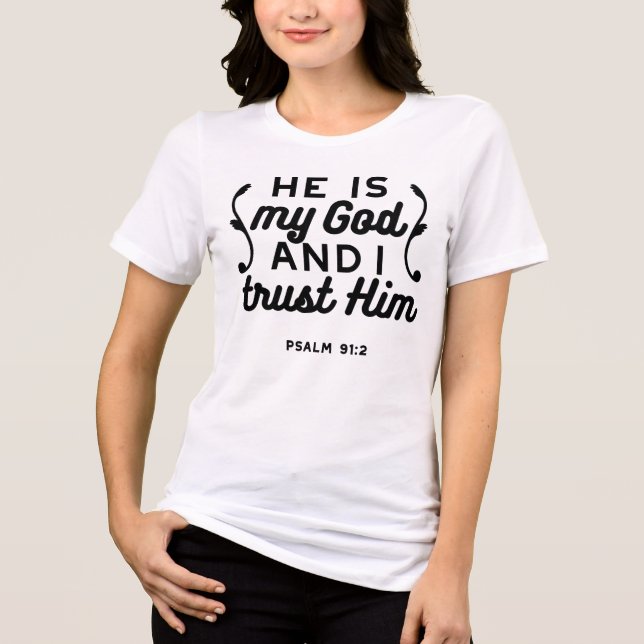 T-shirt En Tri-matière Psalm 91:2 – Trust in God Christian Bible Verse (Recto)