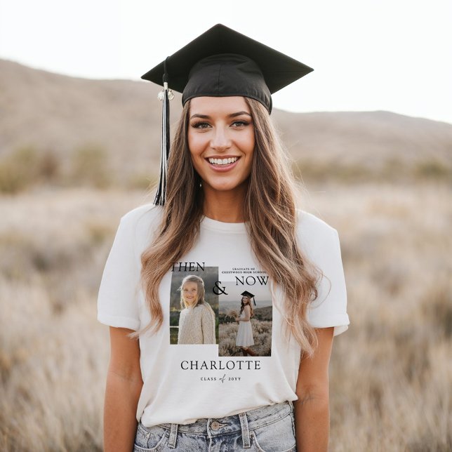 T-shirt En Tri-matière Puis & maintenant Graduation Milestone Grad Photo  (Then & Now Graduation Milestone Grad Photo Collage Tri-Blend Shirt)