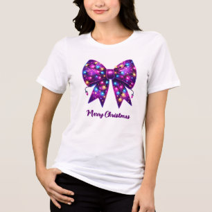 T-shirt En Tri-matière Purple Coquette Noël Lumières Bow