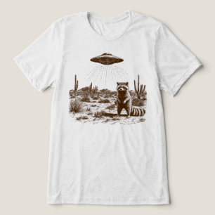 T-shirt En Tri-matière Raton laveur drôle d'enlèvement d'aliens UFO dans