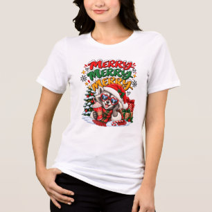 T-shirt En Tri-matière Raton laveur festif Arbre de Noël Chocolat chaud M