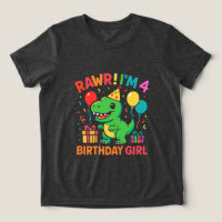 Rawr I'm 4 Dinosaur Birthday Girl