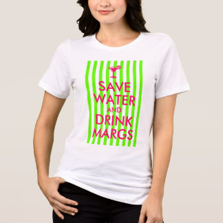 T-shirt En Tri-matière Rayure Citron Rose Chaud Économisez l'Eau et Buvez
