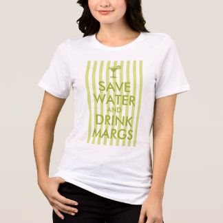 T-shirt En Tri-matière Rayure Vert Citron Économisez l'Eau et Buvez des M