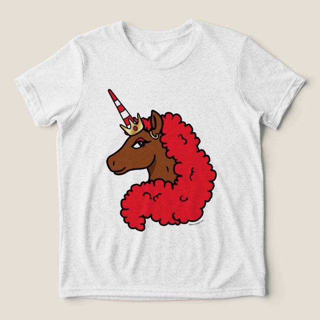 T-shirt En Tri-matière Red Afro Unicorn (Design Recto)