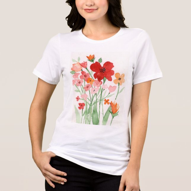 T-shirt En Tri-matière Red and Pink Wildflowers  (Recto)