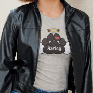 T-shirt En Tri-matière Red Heart Angel Wings Paw Ajouter Nom Dog Memorial