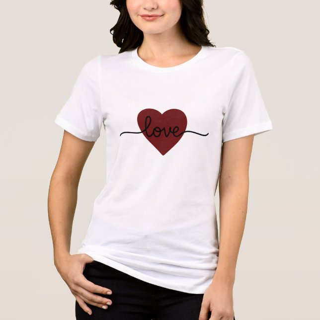T-shirt En Tri-matière Red Heart Love Design Minimal Romantic Valentine (Recto)