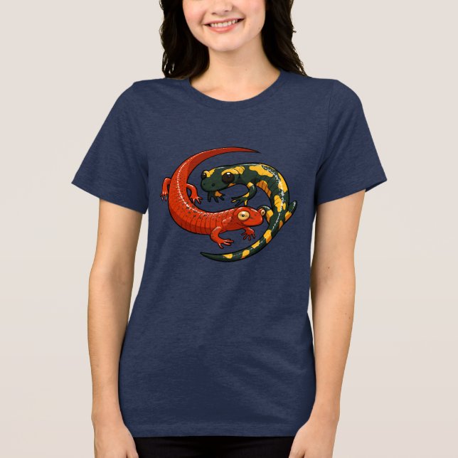 T-shirt En Tri-matière Red Salamander & Fire Salamander Illustration (Recto)