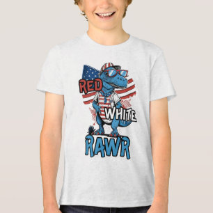 T-shirt En Tri-matière RED WHITE RAWR Cool patriotique Dinosaur