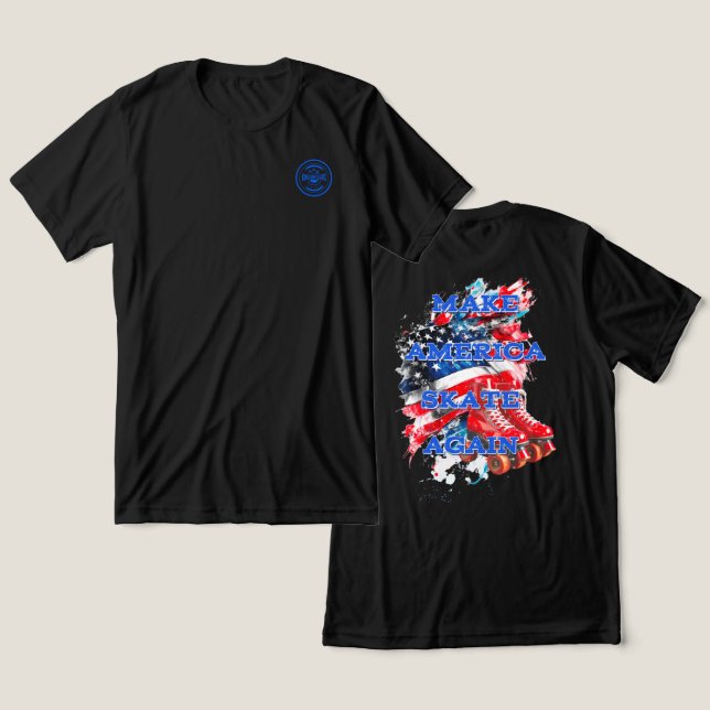 T-shirt En Tri-matière Refaire le patinage américain avec drapeau - arriè (Design Recto & Verso)