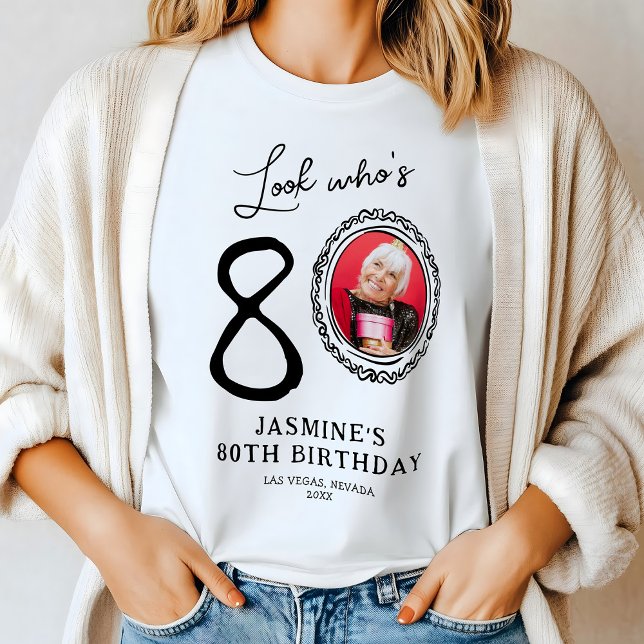 T-shirt En Tri-matière Regardez qui est 80e photo anniversaire (Créateur téléchargé)