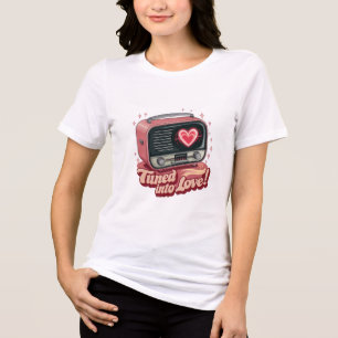 T-shirt En Tri-matière Réglé dans l'amour Retro Radio Design
