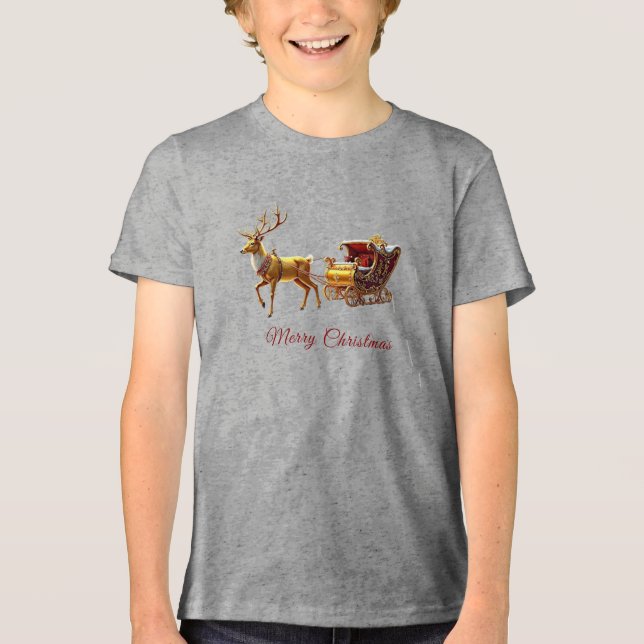 T-shirt En Tri-matière Reindeer Christmas Sleigh Holiday (Recto)