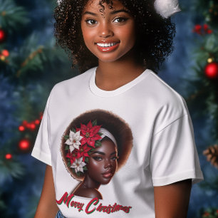 T-shirt En Tri-matière Reine afro-américaine avec T-shirt Poinsettias