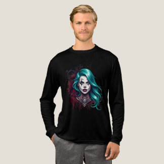 T-shirt En Tri-matière Reine Clown aux Cheveux Cyan - Graphique Chic Étra