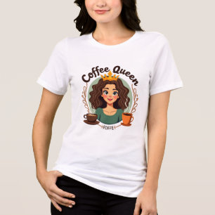 T-shirt En Tri-matière Reine du café : Femme royale avec Couronne et café