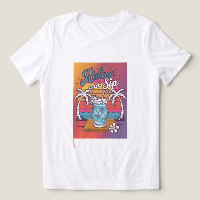 T-shirt En Tri-matière "Relax and Sip" (Design Recto)
