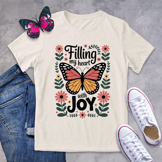 T-shirt En Tri-matière Remplissez mon coeur avec la chemise papillon Joy (Créateur téléchargé)