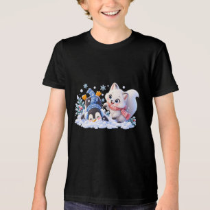 T-shirt En Tri-matière Renard arctique et manchot mignons jouant dans la 