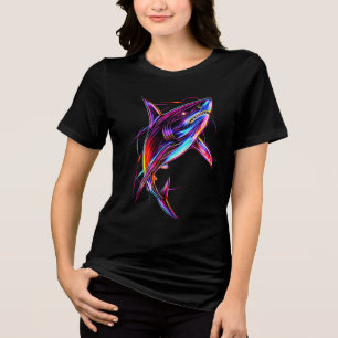T-shirt En Tri-matière Requin Néon Vibrant Océan Digital Moderne