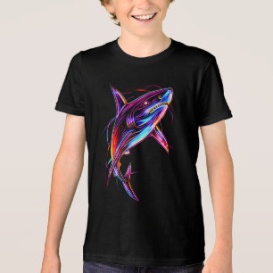 T-shirt En Tri-matière Requin Néon Vibrant Océan Digital Moderne