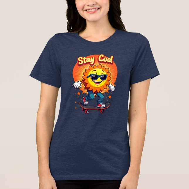 T-shirt En Tri-matière Restez Cool avec Skateboard Sun (Recto)