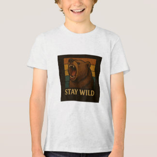 T-shirt En Tri-matière Restez sauvage Graphique animal Vintage pour l'amo