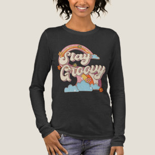 T-shirt En Tri-matière Restez Super Retro Fleurs Arc-en-ciel Typographie