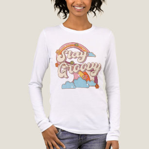 T-shirt En Tri-matière Restez Super Retro Fleurs Arc-en-ciel Typographie