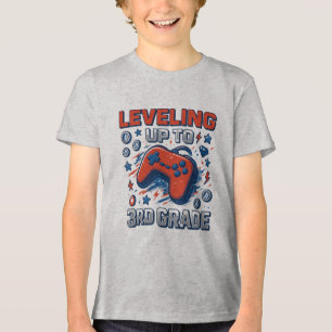 T-shirt En Tri-matière Retour à l'école 3e année Gamer Bleu Rouge Garçon