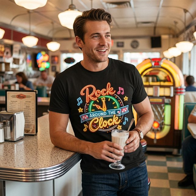 T-shirt En Tri-matière Retro 1950s Rock Around The Clock Music (Créateur téléchargé)