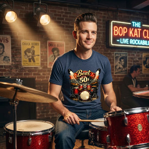 T-shirt En Tri-matière Rétro années 50 - Kit de batterie Rock n Roll Beat