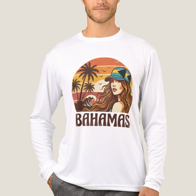 T-shirt En Tri-matière Retro Bahamas Beach Women Summer Vacation Sunset  (Recto)
