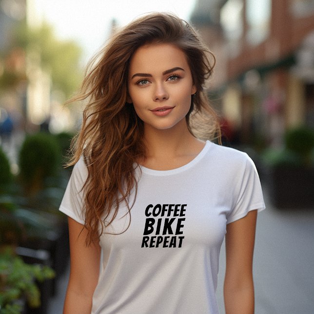 T-shirt En Tri-matière Retro bike Girl Irony black (This tee is got a cute retro bike vibe paired with the fun saying "Coffee, Bike, Repeat.")