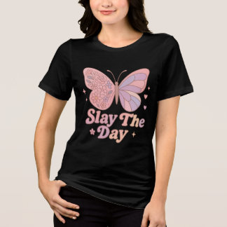 T-shirt En Tri-matière Retro Butterfly “Slay The Day” Art